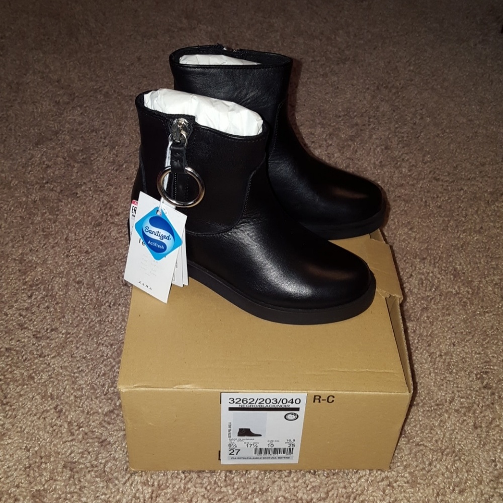 Zara Kids Girl Leather Boots 9.5
